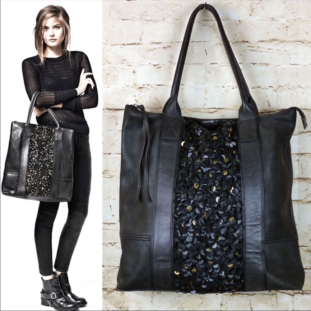 All Saints Bolshevik Sequin Leather Tote Bag